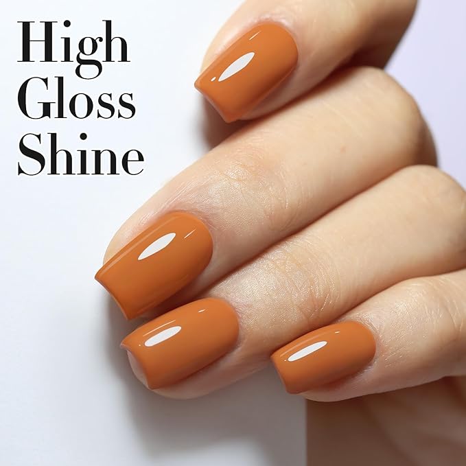 Double Rhythm Translucent Gel Polish Sheer Neutral Natural Light Milky Same Color Same Bottle 15ML Jelly UV Nail Polish Nail Art DIY at Home (Brown Orange-A1447)-VivaGrace Women