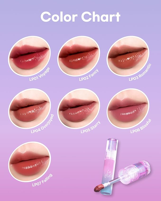 DEARMAY LA PISTE LIP TINT LP02 Fancy 0.14 oz. long lasting lip stain with glossy finish and lightweight texture, non sticky, hydrating formula with no flaking and glassy vivid tint, korean makeup-VivaGrace Women