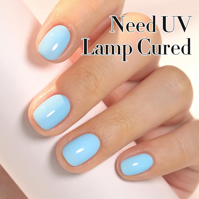 Double Rhythm 0.50 OZ Gel Polish Hema Free Same Color Same Bottle Golden Round Translucent Neutral Natural Milky 15 ML Jelly UV Polish Art DIY at Home (Pastel Blue-C1560)