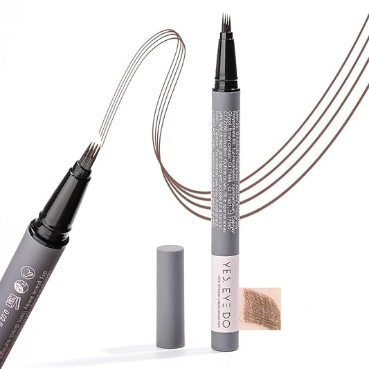 Eyebrow Pencil Medium Brown, Ultra fine Brown Eyebrow Pencil for Women, 4-Prong Fork Tip for Realistic, Natural Brows, Smudge-Proof Formula for 24h YES.EYE DO (Velvet Mocha-Medium Brown)