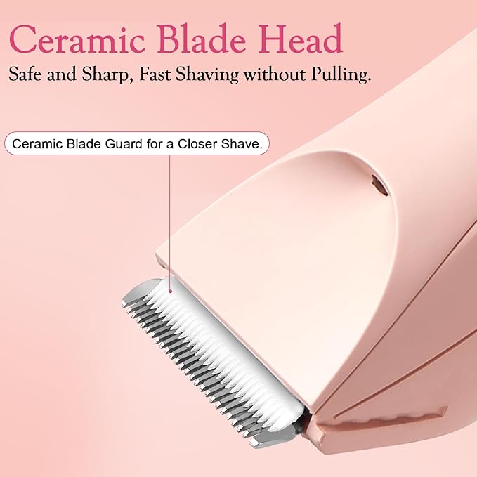 Riokko Bikini Trimmer for Women with LED Light and IPX7 Waterproof Dual Charging, Skin-Safe Cordless Pubic Hair Shaver with Battery Indicator-VivaGrace Women