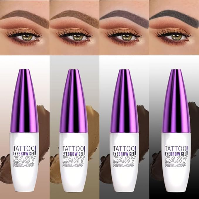 Peel Off Tattoo Brow Tint Gel - 2pcs Black Eyebrow Kit, Waterproof, Transfer-Proof & Sweatproof, Quick Peel Formula for Natural Fuller Brows, Mother’s Day Gifts for Women All Skin Types