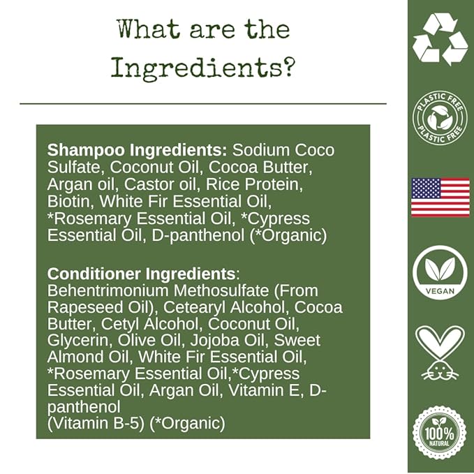 Shampoo Bar and Conditioner with Travel Tins | Rosemary, Biotin, Castor Oil | Growth, Volume, Thickening | For Thinning Hair | USA 2-pk-VivaGrace Women