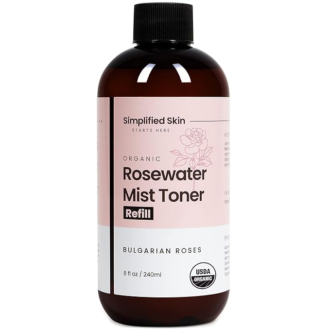 Rose Water Spray for Face & Hair (Refill) - Organic USDA Certified Rosewater Facial Toner - Alcohol-Free Makeup Setting Hydrating Face Mist - Anti-Aging Toner Spray - 8 Fl Oz-VivaGrace Women