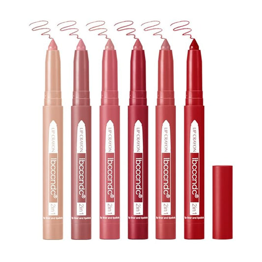 ibcccndc 6PCS Lip Liner and Lipstick Set - High Pigmented Creamy Matte Lip Liner Pencil Set for Girls and Women, Lip Makeup Gift Sets - Includes Nude and Red Lip Liners, Waterproof Formula (A)-VivaGrace Women
