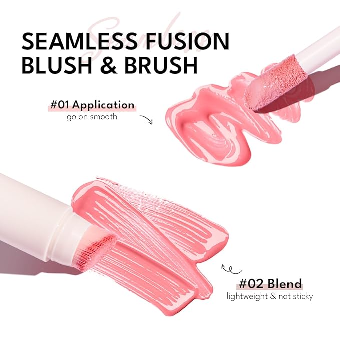 Liquid Cream Blush Stick Makeup for Cheeks | Build-in Brush - Application & Blending in One #L002 + #L003-VivaGrace Women