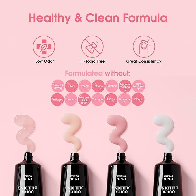 ROSALIND Poly Nail Gel Kit -8 Colors + White Brown Accessories Clear Nude Poly Nails Gel Starter Kit With Slip Solution Nude Pink Extensions Set with Mini UV Lamp-VivaGrace Women