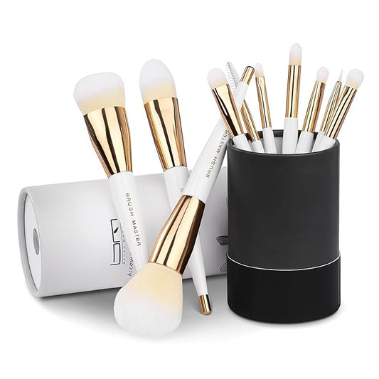Makeup Brushes Set 10Pcs Professional Kabuki Foundation Eyeshadow Blush Blending Lip Full Face Cosmetic Kit W/Makeup Brush Set with Holder-VivaGrace Women