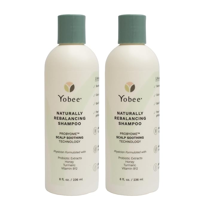 Yobee Naturally Rebalancing Shampoo | Dry, Flaky & Itchy Scalp Care with Para Probiotics, Organic Honey & Turmeric, Vitamin B12 & Oat Extracts | Dandruff & Psoriasis Relief (2 Bottles)-VivaGrace Women