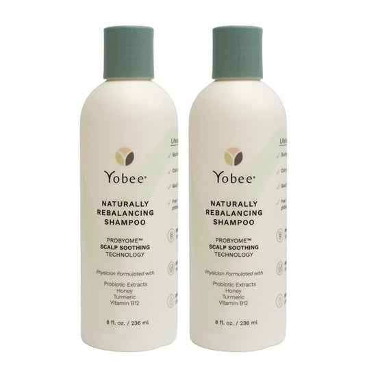 Yobee Naturally Rebalancing Shampoo | Dry, Flaky & Itchy Scalp Care with Para Probiotics, Organic Honey & Turmeric, Vitamin B12 & Oat Extracts | Dandruff & Psoriasis Relief (2 Bottles)-VivaGrace Women