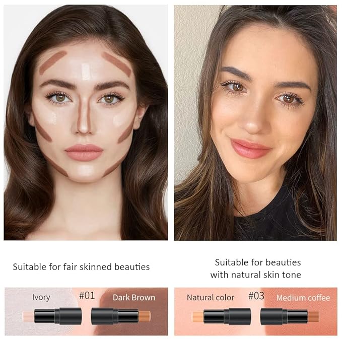 evpct 4 Colors Cream Contour Stick Makeup Kit Set Concealer Bronzer Stick Cream Contour Palette Contour Contouring Makeup Kit for Beginner Liquid Face Highlighter Makeup Stick contorno maquillaje 1+3-VivaGrace Women