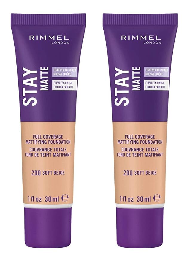 Rimmel Stay Matte Liquid Foundation, Soft Beige, 1 Fl Oz, Pack of 2-VivaGrace Women