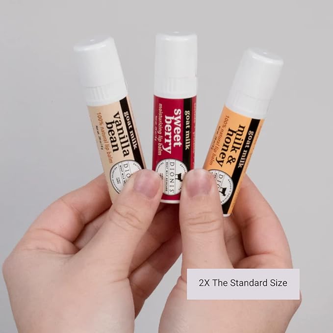 Dionis Goat Milk Lip Balm Deluxe Gift Box Set of 6 Vanilla, Coconut, Milk & Honey, Berry, Peppermint & Blood Orange Scented Chapstick - Shea Butter & Coconut Oil Gifts For Her, Protect & Restore Lips-VivaGrace Women