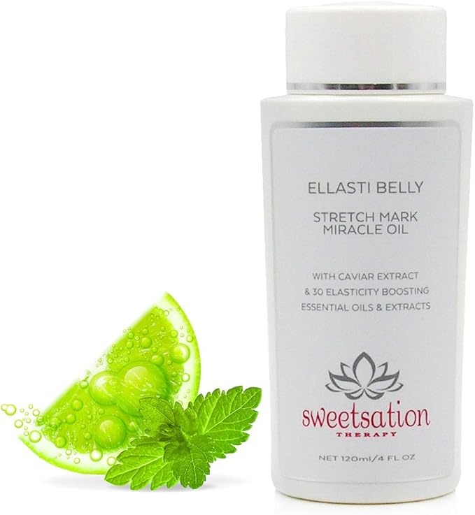 Sweetsation Therapy- Organic EllastiBelly Stretch Mark Miracle Oil, 4oz. Stretch Marks Prevention in Pregnancy With Omega 3,6,9, Vitamins,Amino Acids, 30+ Extracts to Boost Elasticity-VivaGrace Women