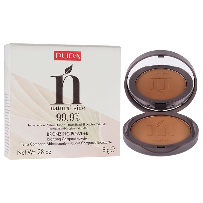 PUPA Milano Natural Side Bronzing Powder 002 Natural Bronze - Add Warmth and Glow to Skin - Easy Blending Bronzer Contour Makeup Powder to Brighten Complexion - Natural Formula - 0.28 oz-VivaGrace Women