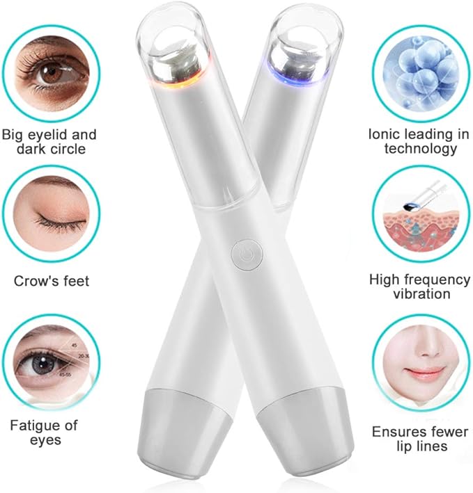 Eye Face Massage Tool Wand Pen, Portable Electric Eye Lift Wand Heated Warm Eye Lip Massager Vibration Skin Care Tool for Eyes-VivaGrace Women