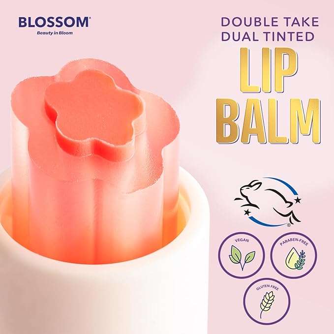 Blossom Double Take Flower Shaped Dual Tinted Moisturizing Lip Balm with Shea Butter, 0.13oz/3.6g, Tickle Me Pink-VivaGrace Women