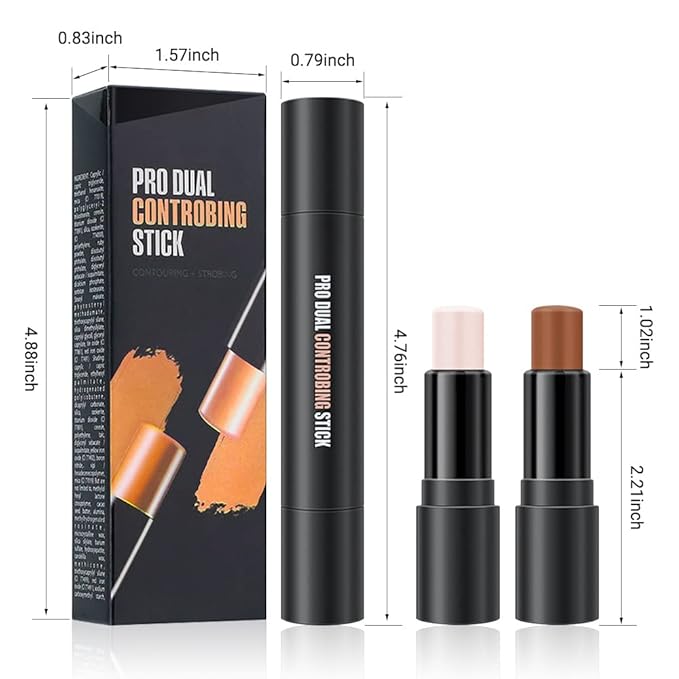 evpct 2In1 Cream Contour Stick Contouring Concealer Sticks Makeup Face Cream Kit for Beginners Creamy Contour and Highlight Stick contorno base de maquillaje para mujer en oferta 01 Ivory & Brown-VivaGrace Women