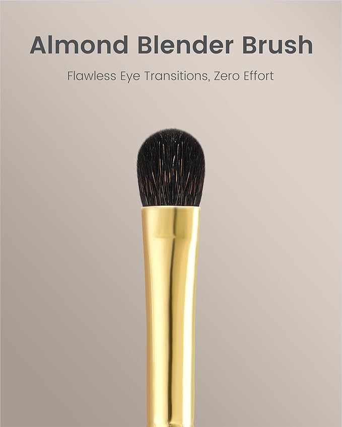 Desert Oak Series Low-Profile Oval Eyeshadow Brush - Gentle Curve for Controlled Blending, Squirrel & Goat Hybrid Bristles (CM 173)-VivaGrace Women