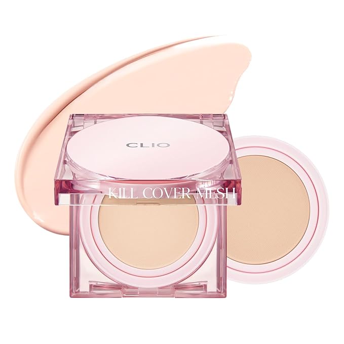 CLIO Kill Cover Mesh Glow Cushion Foundation ([Refill Included] 15g*2, 21C LINGERIE), Glass Skin, Long-Lasting, Lightweight, Buildable Coverage, Glowy Skin Makeup-VivaGrace Women