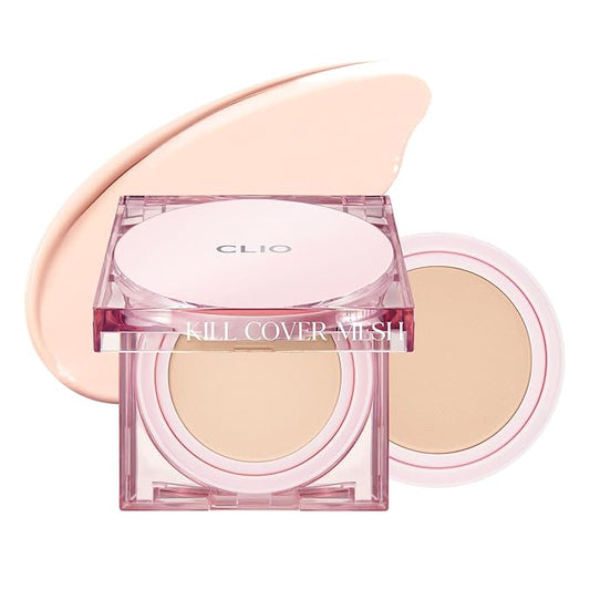 CLIO Kill Cover Mesh Glow Cushion Foundation ([Refill Included] 15g*2, 21C LINGERIE), Glass Skin, Long-Lasting, Lightweight, Buildable Coverage, Glowy Skin Makeup-VivaGrace Women