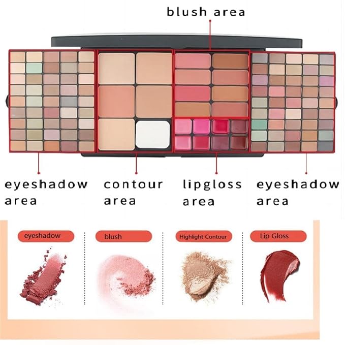 Professional Multi-in-one Makeup Gift Kit for Women - 90 eyeshadow Palette,8 Lipstick Set Lips,8 blush,5 concealer,4 brushes With Mirror,for girls, beginners and professionals Gift Kit-VivaGrace Women
