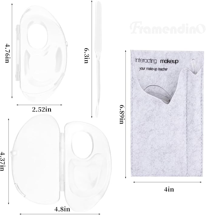 Framendino, 2 Set 3 in 1 Handheld Makeup Mixing Palette, Acrylic Transparent Mixing Foundation Tray with Foundation Spatula for Makeup Artist and Beginner-VivaGrace Women
