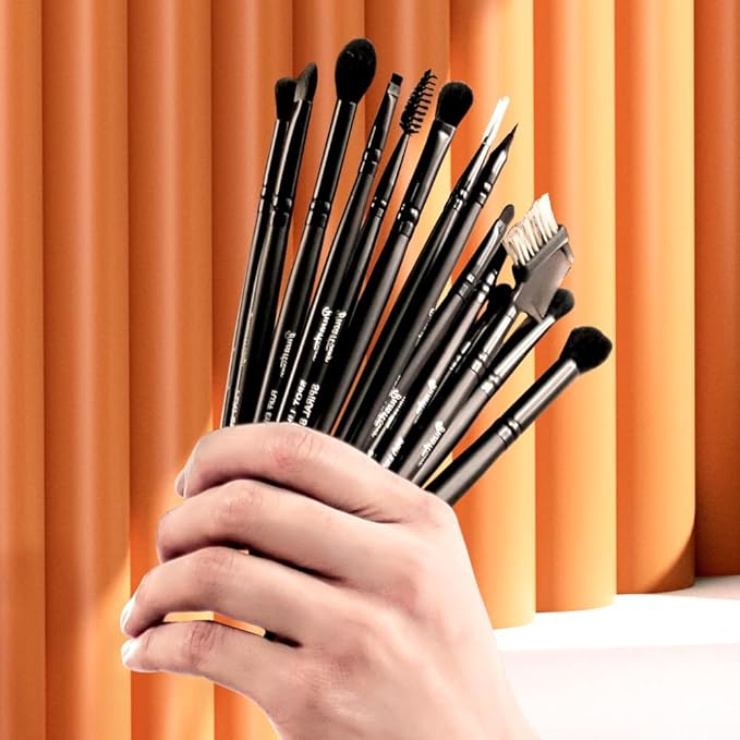 Bueart Design 15Pcs Professional Eyeshadow Brush Set For Eye makeup Blending,Brow grooming,Concealing,eyeshader, With premium ultra soft synthetic vegan Hair-VivaGrace Women