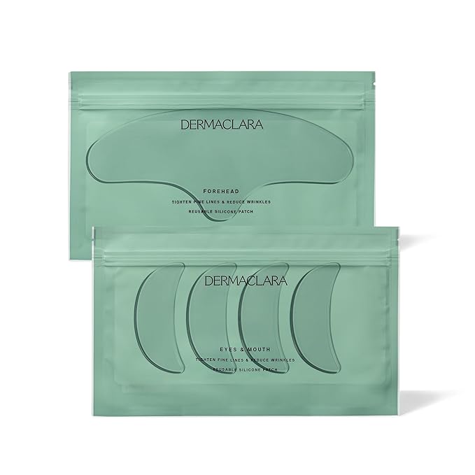 Dermaclara Silicone Facial Patches - Anti-Wrinkle Face Patches for Frown, Smile Lines & Forehead, Reusable Overnight Silicone Wrinkle Pads, Up to 30 Uses - 4 Under Eye Patches & 1 Forehead Patch-VivaGrace Women