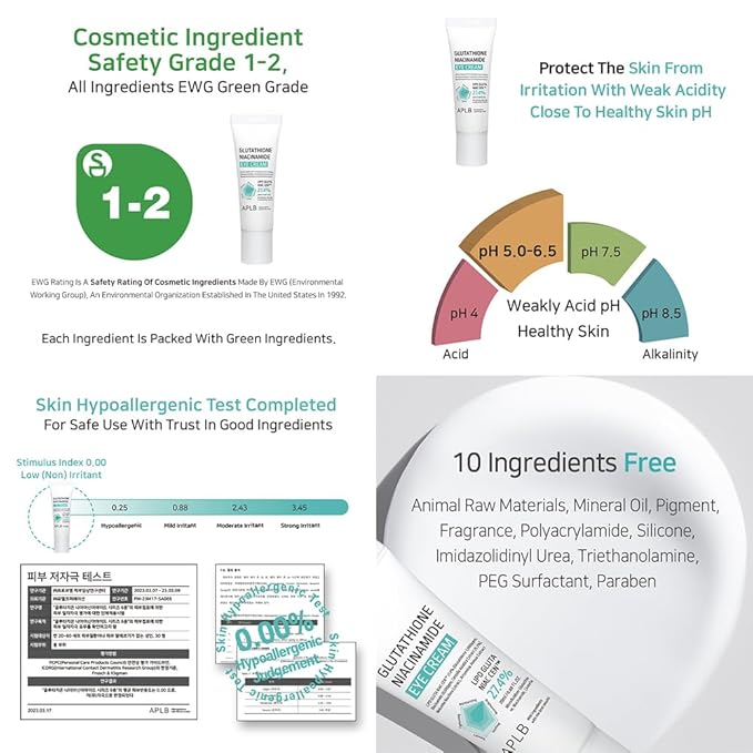 APLB Glutathione Niacinamide Eye Cream | LIPO GLUTA NIAC CEN™ 27.4% 0.68 FL.OZ/Korean Skincare, Eye cream for dark circles and puffiness, Improve elasticity & provide moisture around eye region-VivaGrace Women