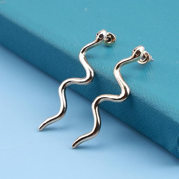 Vintage Snake Dangle Earrings Punk Snake Drop Earrings Gold Snake Stud Earrings Boho Serpent Earrings Jewelry for Women (Gold)-VivaGrace Women