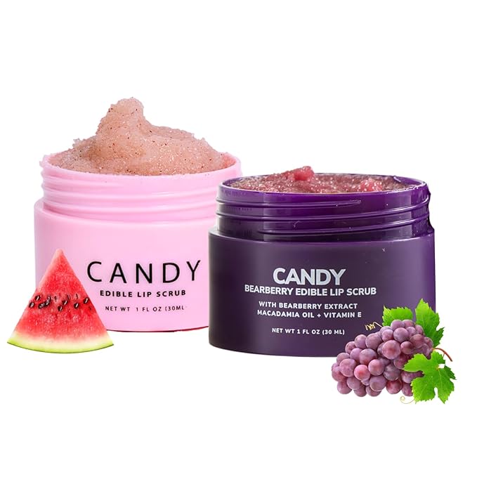 Minimo Candy Lip Exfoliator Scrub & Moisturizer - Lip Scrubber Exfoliator- Lip Brightening For Dark Lips Smoker| Removes Dead Skin from Dry Chapped Lips - Nourishes & Hydrates(1 oz) Pack Of 2-VivaGrace Women