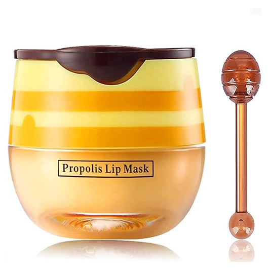 Bee Lip Balm Lip Mask Honey Pot Honey Lip Mask Propolis Moisturizing Lip Balm with Stick - Hydrating Prevention Dry & Cracked Lip Scrubs Exfoliato Lip Wrinkle Skin Care Products(Honey)-VivaGrace Women