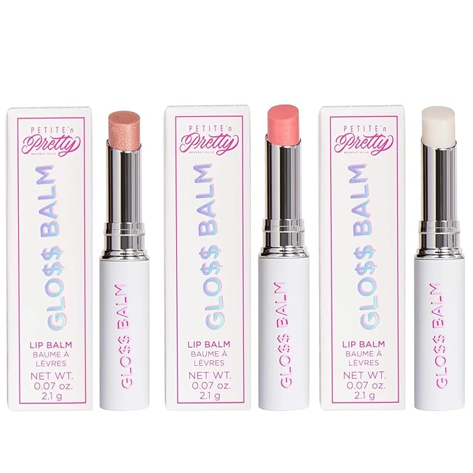 Petite 'n Pretty Full Size Glo$$ Lip Balm Trio Set - Makeup for Kids, Tweens, Teens- Hydrating, Lightweight Lip Gloss, Made in the USA (Shine Bright, Sell Out, Stocks and Bronze)-VivaGrace Women