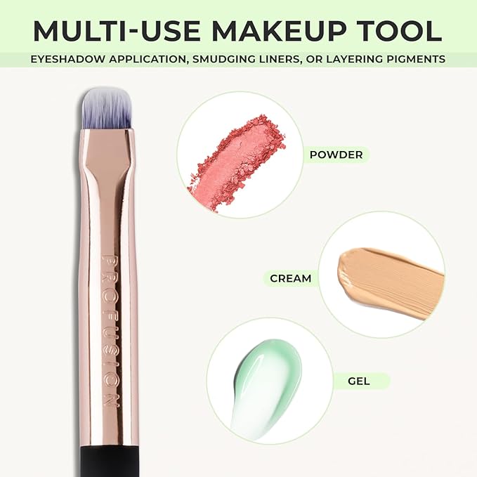 Profusion Cosmetics Flat Precise Eyeshadow Brush - Softens Dramatic Edges & Fine Lines, For Eyeshadow, Eyeliner-VivaGrace Women