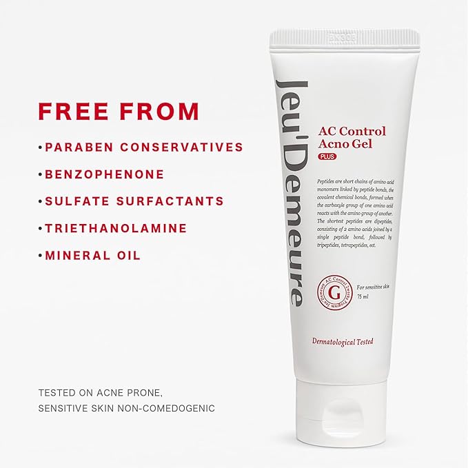 JEU'DEMEURE AC Control Gel Acne Treatment for Sensitive Skin, Pimple Breakout, Peptide, Calming, Blemish Acne, Korean skin care 2.53 fl oz