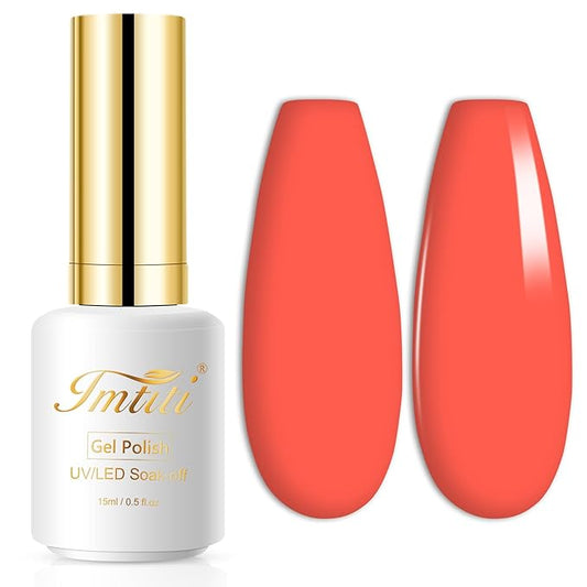 Imtiti Gel Nail Polish, Coral Gel Polish Bright Gel Polish for Manicure Salon or DIY Gel Nail Design Decoration at Home, Gift for Women Girls 1Pcs