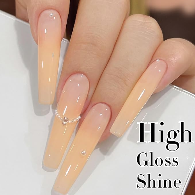 Double Rhythm Translucent Gel Polish Sheer Neutral Natural Light Milky Same Color Same Bottle 15ML Jelly UV Nail Polish Nail Art DIY at Home (Light Yellow Pink-A1423)-VivaGrace Women