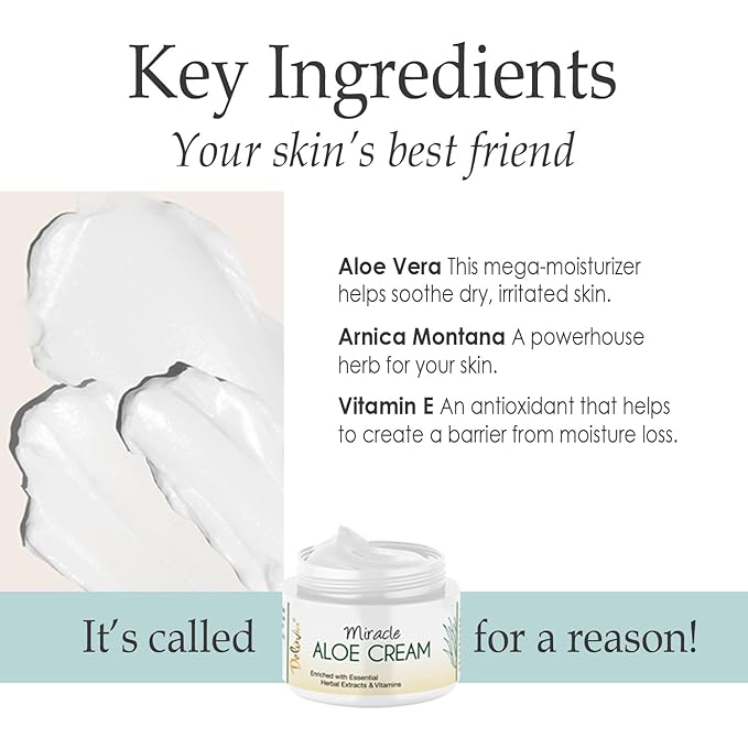 Deluvia Miracle Aloe Cream | Face & Body Moisturizer with Vitamin E & Organic Aloe Vera (2 Ounce (Pack of 1), Unscented)-VivaGrace Women