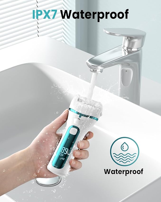 PUBOO Foot Callus Remover Electric 10000 RPM 3-Speed IPX7 Rechargeable Pedicure Kit for Hard Skin Women & Men. Portable Multi-Roller File Grinder Sander Scrubber with LED Display for Wet & Dry Feet-VivaGrace Women