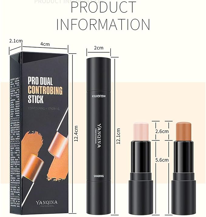 Double-End Contour Highlighter Stick Contour Stick, Face Highlighter, Contour Makeup Contouring Sticks Cream Concealer (4)-VivaGrace Women