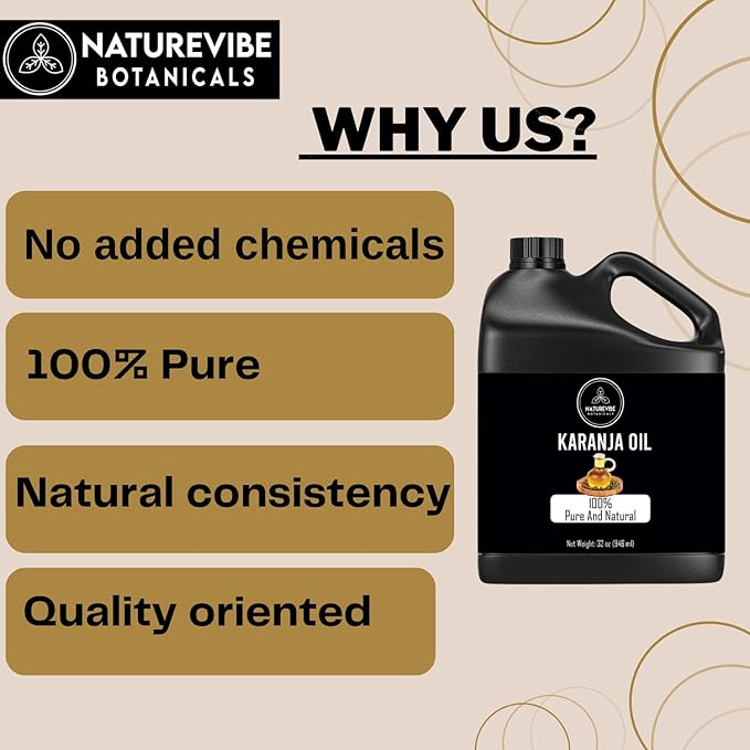 Naturevibe Botanicals Karanja Oil 32 Ounces | 100% Pure and Natural | Great for Skin Care and Hair Care-VivaGrace Women