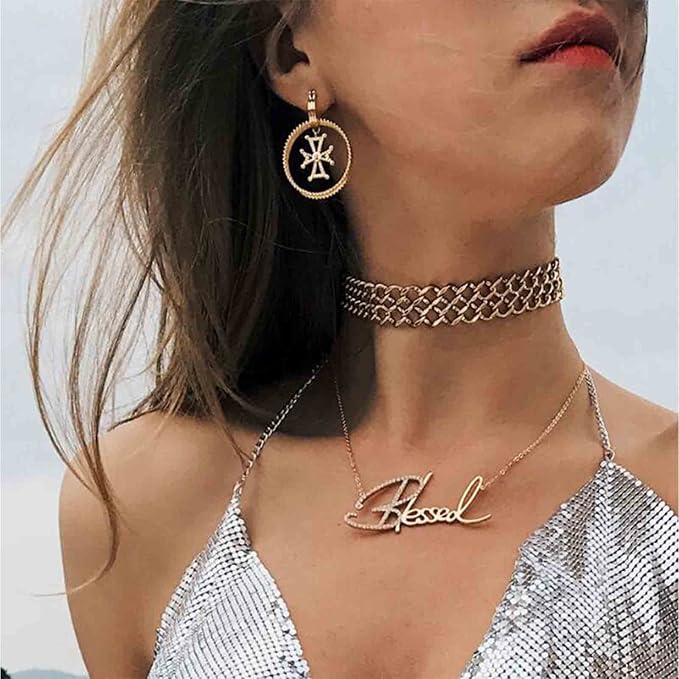 Punk Circle Cross Earrings Gold Circle Drop Dangle Earrings Brass Geometric Earrings Modern Chunky Drops Earrings Jewelry for Women and Girls Gifts-VivaGrace Women