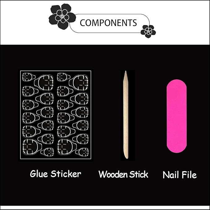 24Pcs Short Square Fake Nails Purple Flower Press on Nails Glitter Designs Valentine Nails Glue on Purple French Tip False Nails Full Cover Gradient Stick on Nails for Women Manicure Kit