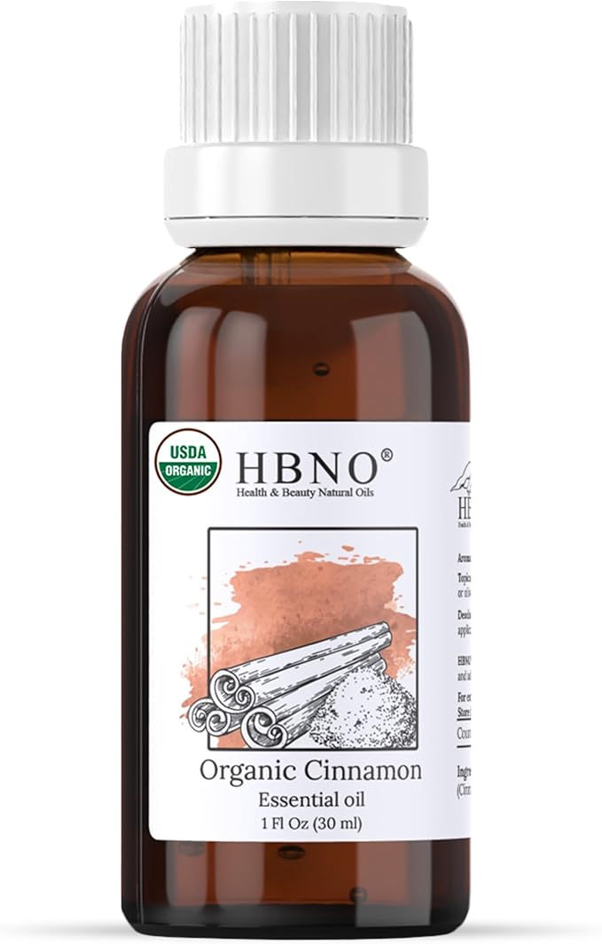 HBNO Organic Cinnamon Leaf Essential Oil - 1 oz (30ml) Travel Size - USDA Certified Organic Cinnamon Essential Oil, Perfect for Aromatherapy, Soap Making, DIY, Fragrances, Diffuser.-VivaGrace Women