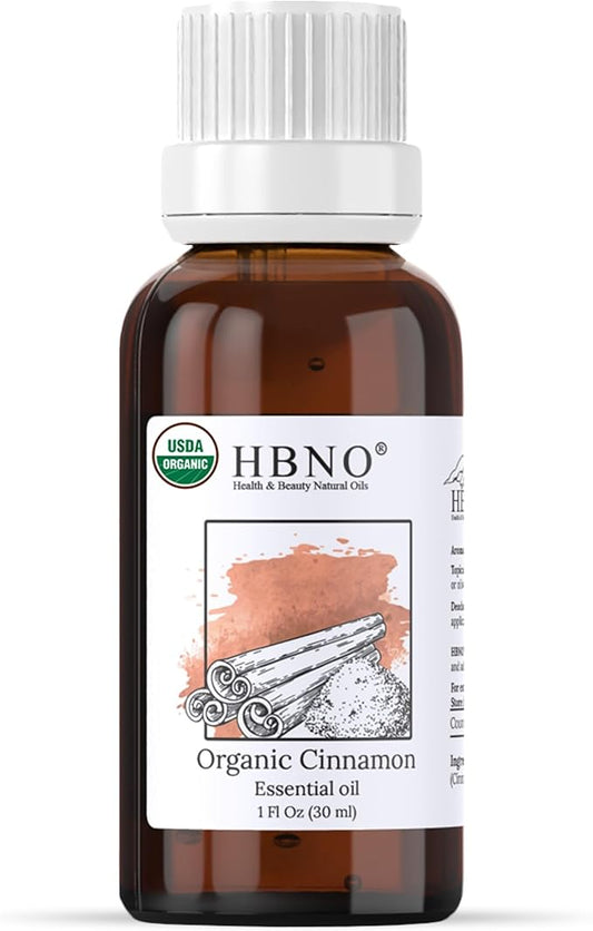 HBNO Organic Cinnamon Leaf Essential Oil - 1 oz (30ml) Travel Size - USDA Certified Organic Cinnamon Essential Oil, Perfect for Aromatherapy, Soap Making, DIY, Fragrances, Diffuser.-VivaGrace Women