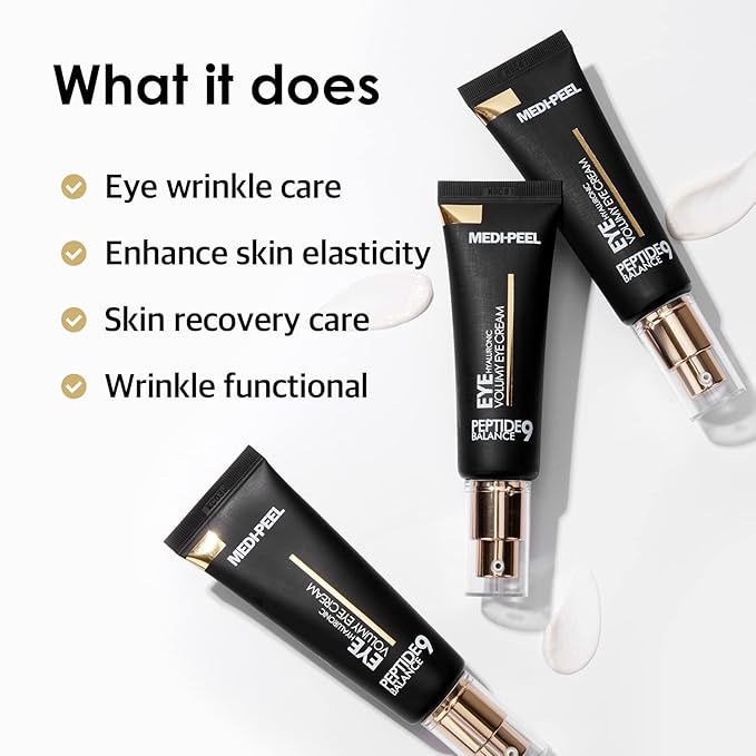Medi-Peel Peptide9 Hyaluronic Volumy Eye Cream, Anti-Aging, Brightening, Reduces Wrinkles, Under Eye Bags, Dark Circles & Puffiness Care, Hyaluronic Acids, Enhance Elasticity, Korean Skin Care-VivaGrace Women