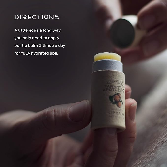 Farmstead Apothecary 100% Natural Lip Balm with Organic Beeswax, Organic Shea Butter & Organic Coconut Oil, Apricot 0.2oz (Pack of 2)-VivaGrace Women