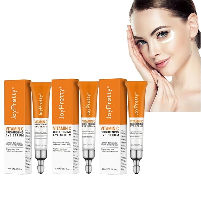 New JoyPretty Vitamin C Brightening Eye Serum,Eye cream,Anti Aging Serum with Vitamin C, Niacinamide and Hyaluronic Acid,Remove for Dark Circles Puffiness Under Eye Bags Fine Line Crow's Feet (3)-VivaGrace Women