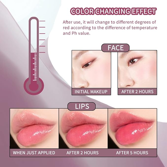 Moisturizing Blush Rouge Color Changing Blusher for Cheeks and Lips Balm Multi Use Cream Liquid Waterproof Gel for Cheeks & Lips Gloss Glossy Shiny Finish Makeup-VivaGrace Women